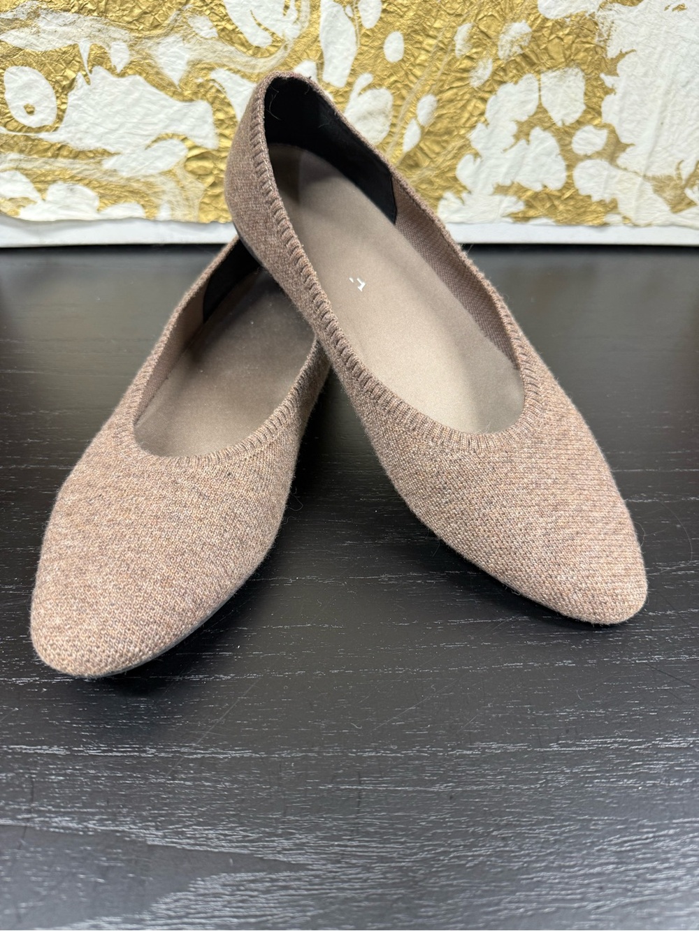 Vivaia Recycled Plastic Washable Knit Slip-On Ballet Flats in Brown